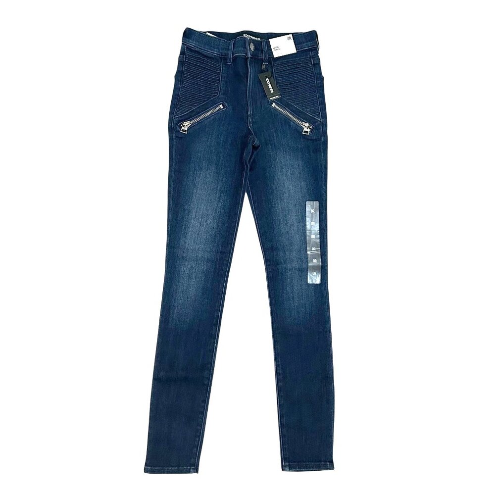 EXPRESS Blue Denim High Rise Legging Skinny Jeans Pants Size 0 R Inseam 30" NWT